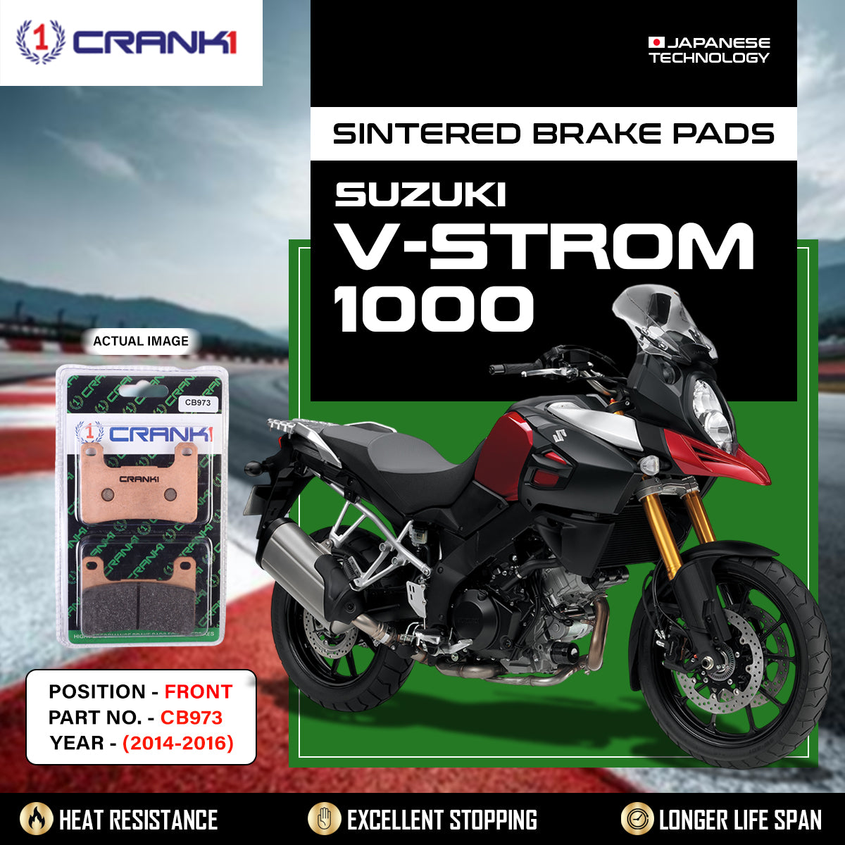 Sintered Brake Pads For Suzuki V-Strom 1000 (2014-2016) - Front - CB973 - 2 Sets