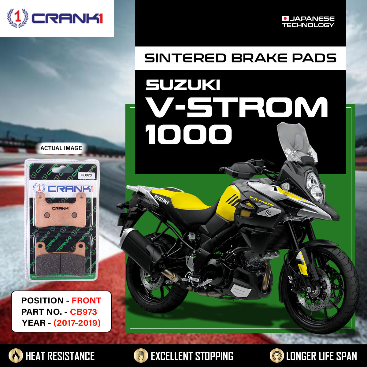 Sintered Brake Pads For Suzuki V-Strom 1000 (2017-2019) - Front - CB973 - 2 Sets
