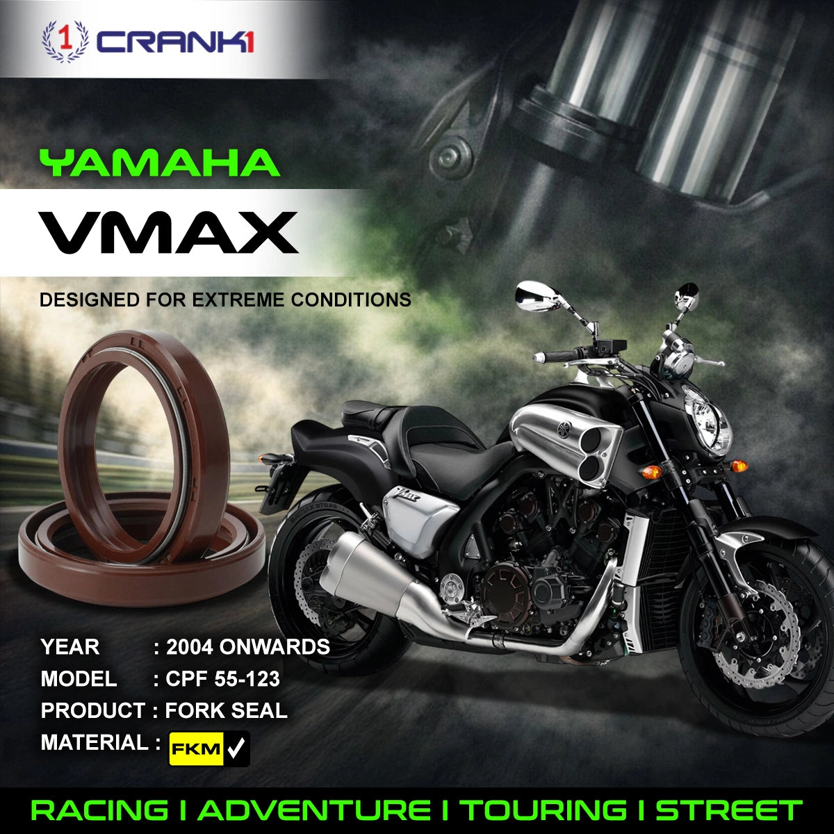 Fork Oil Seals Pair For Yamaha VMAX (2004 Onwards) - CPF55-123