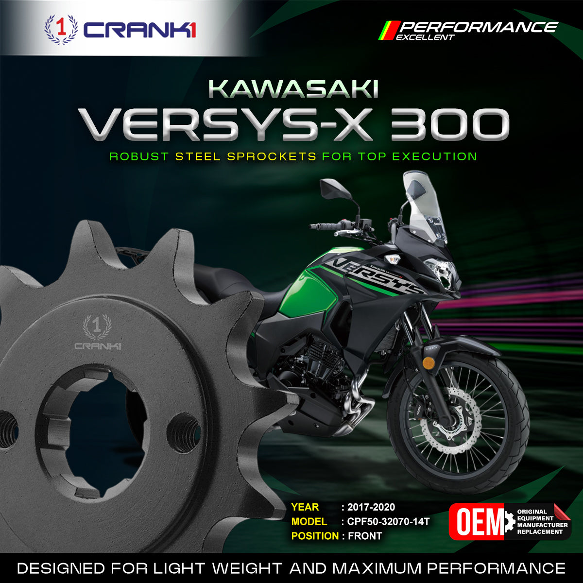 Sprocket For Kawasaki Versys-X 300 (2017-2020) - Front - CPF50-32070-14T