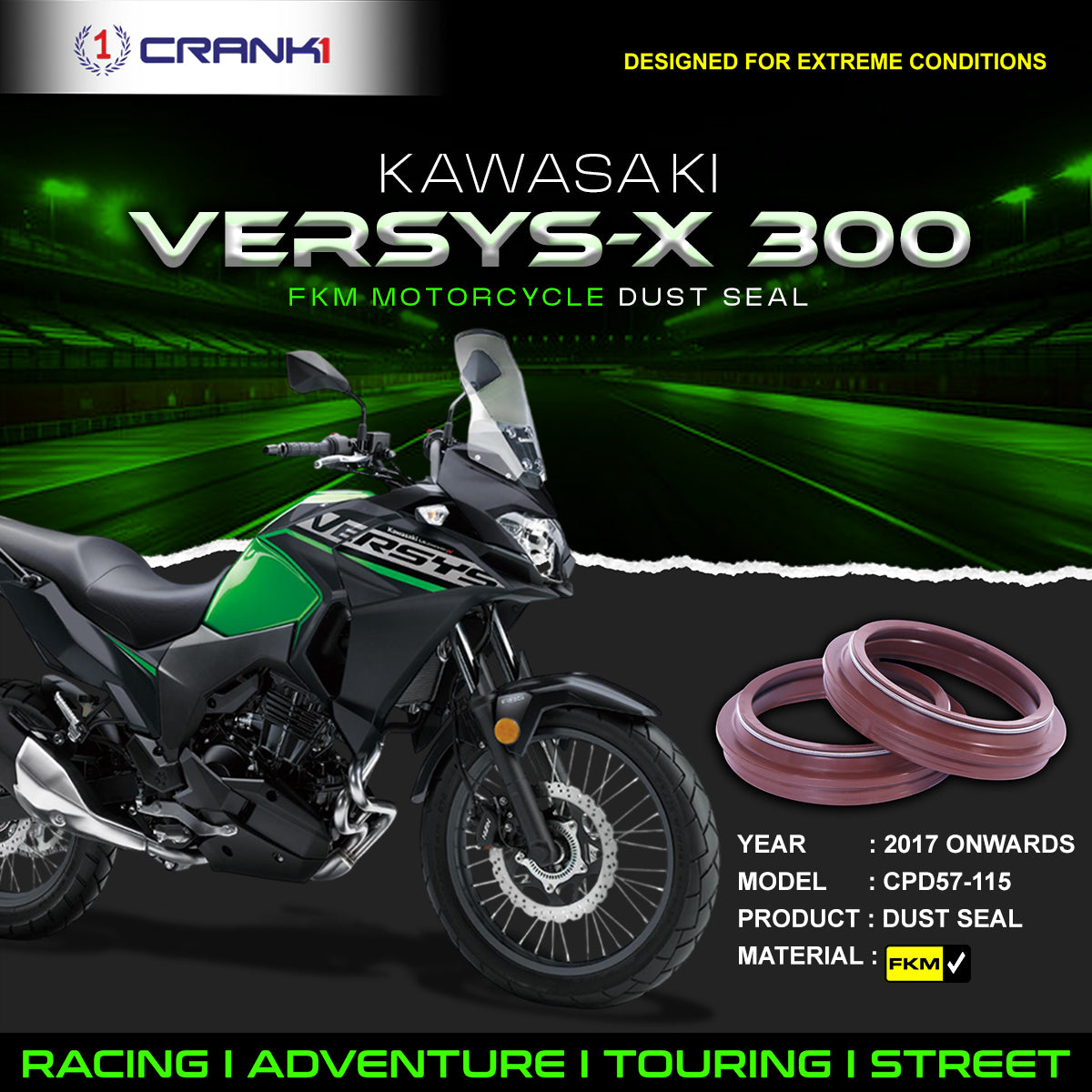 Fork Dust Seals Pair For Kawasaki Versys-X 300 (2017 Onwards) - CPD57-115