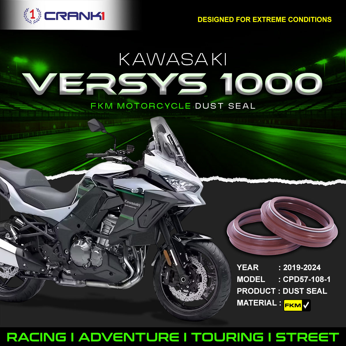 Fork Dust Seals Pair For Kawasaki Versys 1000 (2019-2024) - CPD57-108-1