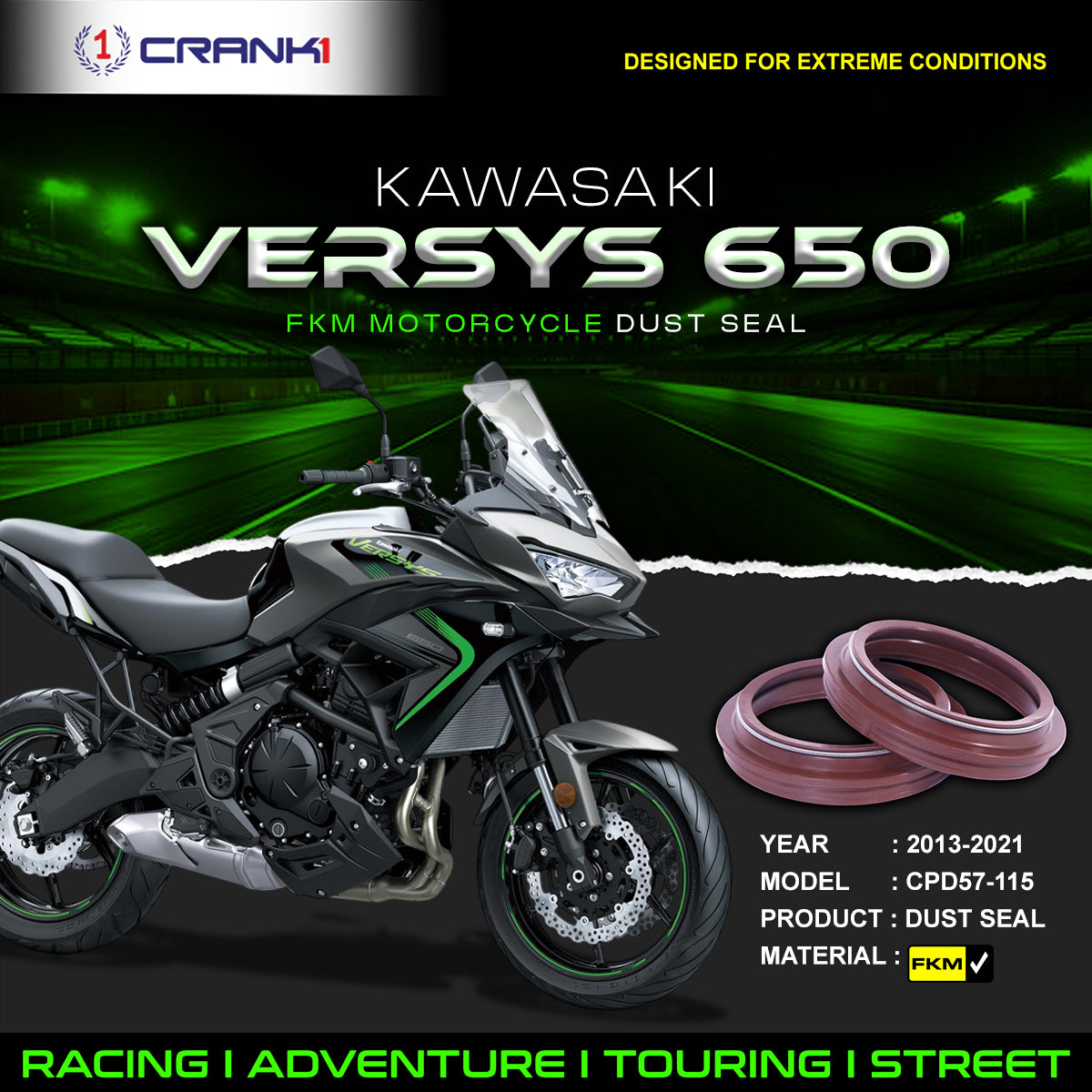 Fork Dust Seals Pair For Kawasaki Versys 650 (2013-2021) - CPD57-115