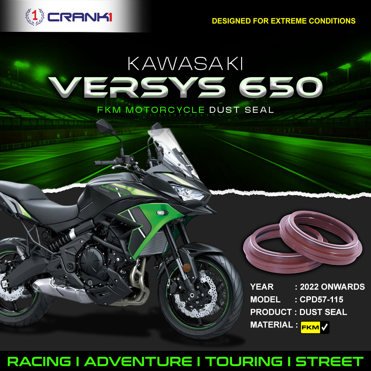 Fork Dust Seals Pair For Kawasaki Versys 650 (2022 Onwards) - CPD57-115