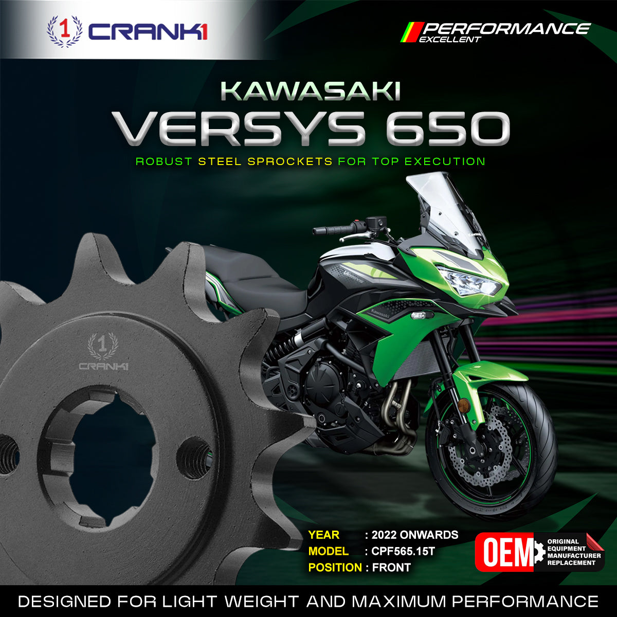 Sprocket For Kawasaki Versys 650 (2022 Onwards) - Front - CPF565.15T