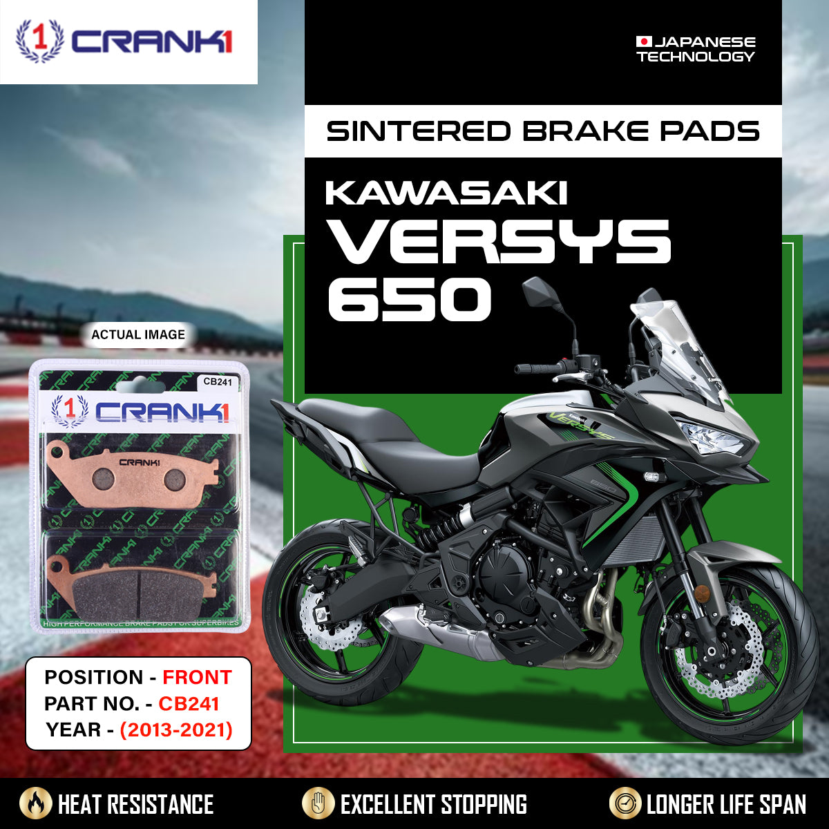 Sintered Brake Pads For Kawasaki Versys 650 (2013-2021) - Front - CB241 - 2 Sets Required