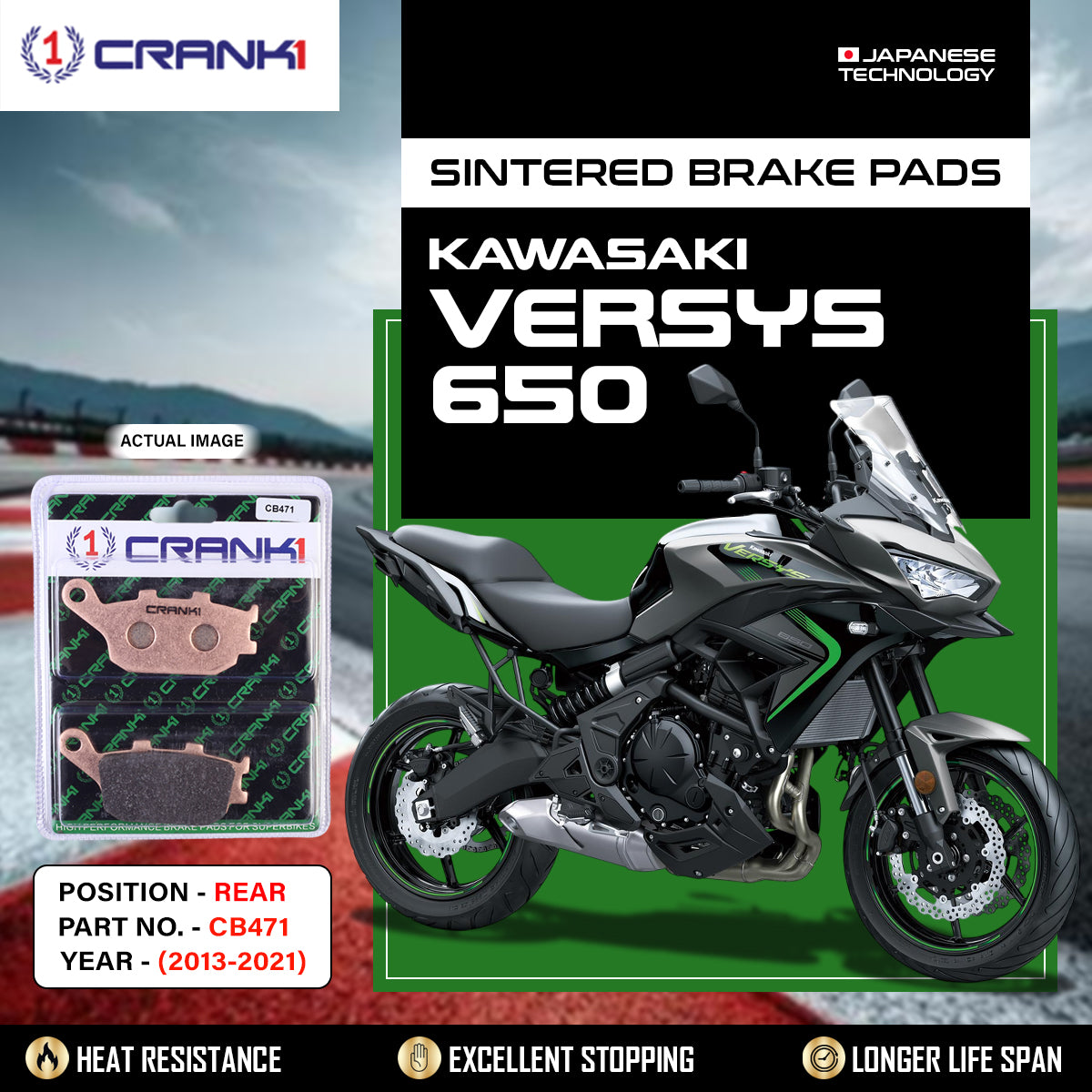 Sintered Brake Pads For Kawasaki Versys 650 (2013-2021) - Rear - CB471