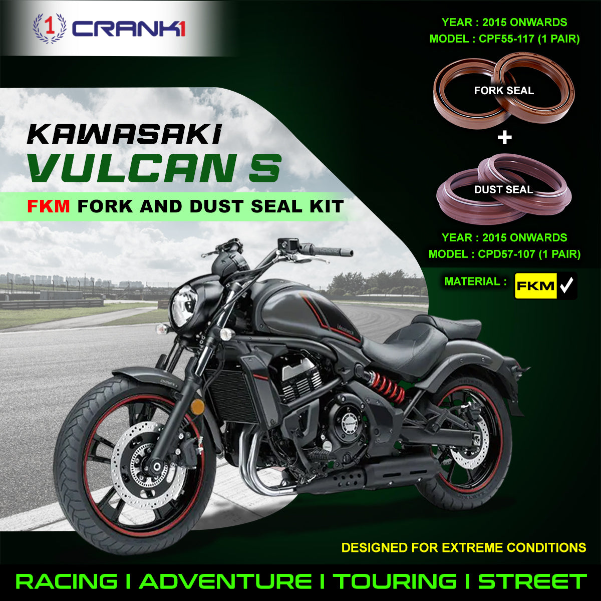 Fork And Dust Seals Kit For Kawasaki Vulcan S (2015 Onwards)