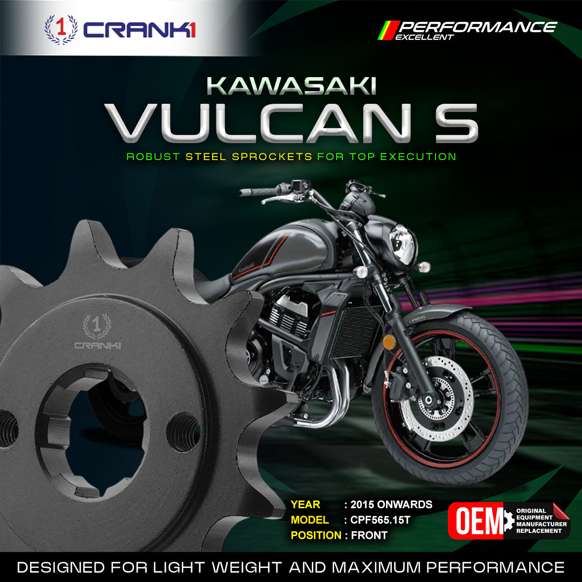 Sprocket For Kawasaki Vulcan S (2015 Onwards) - Front - CPF565.15T