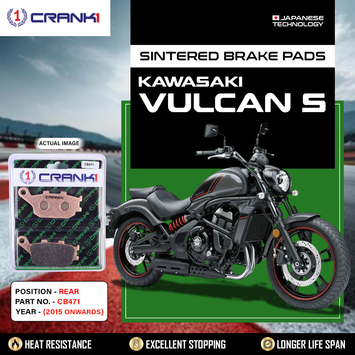 Sintered Brake Pads For Kawasaki Vulcan S (2015 Onwards) - Rear - CB471