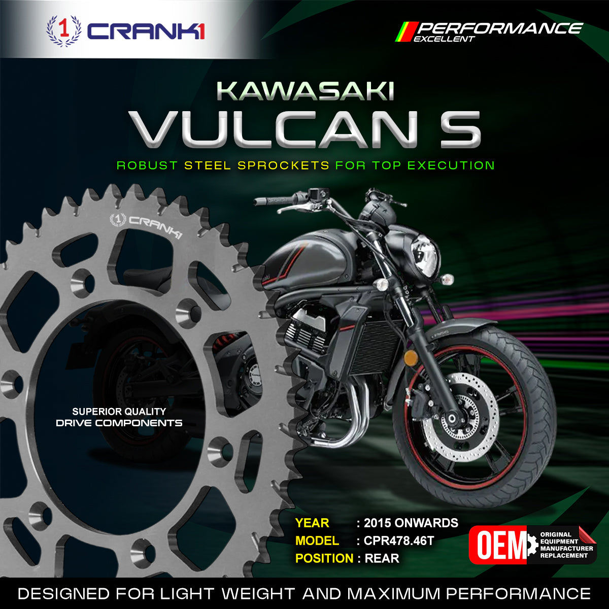 Sprocket For Kawasaki Vulcan S (2015 Onwards) - Rear - CPR478.46T