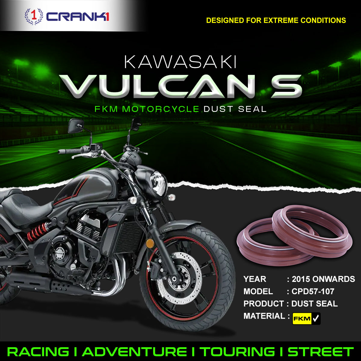 Fork Dust Seals Pair For Kawasaki Vulcan S (2015 Onwards) - CPD57-107