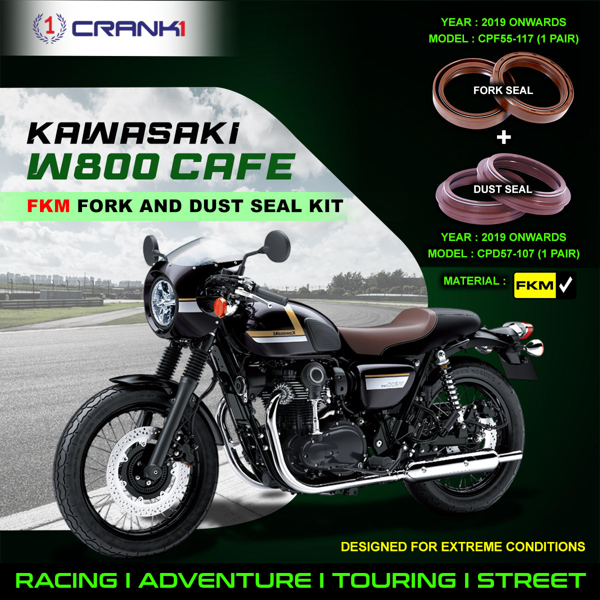 Fork And Dust Seals Kit For Kawasaki W800 Cafe (2019 Onwards)