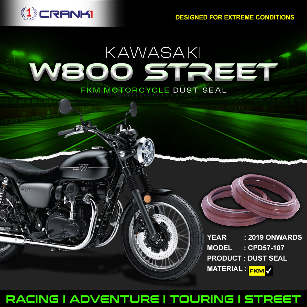 Fork Dust Seals Pair For Kawasaki W800 Street (2019 Onwards) - CPD57-107