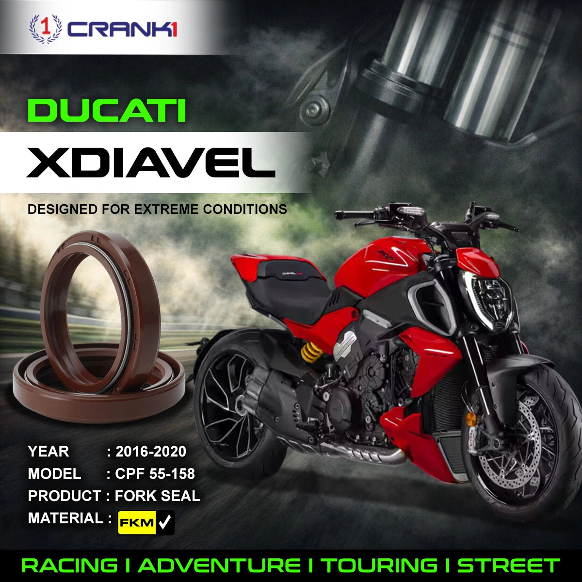 Fork Oil Seals Pair For Ducati XDiavel (2016-2020) - CPF55-158