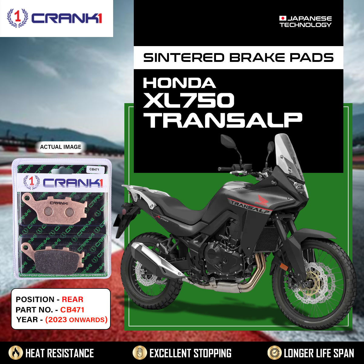 Sintered Brake Pads For Honda XL750 Transalp (2023 Onwards) - Rear - CB471