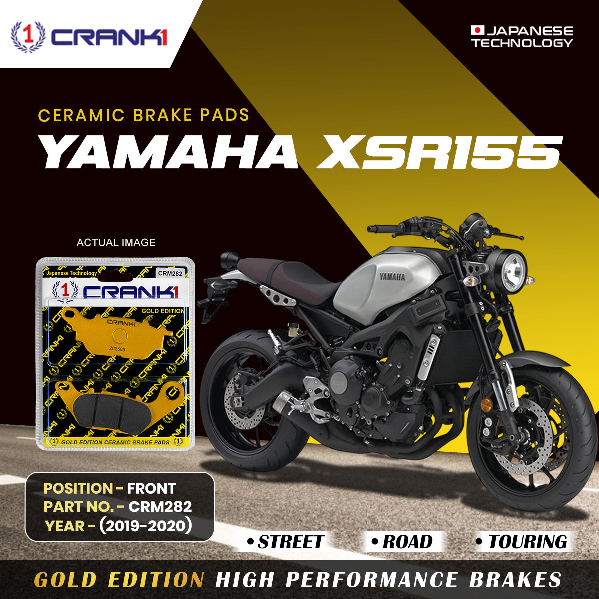 Ceramic Brake Pads For Yamaha XSR155 (2019-2020) - Front - CRM282 - 1 Set