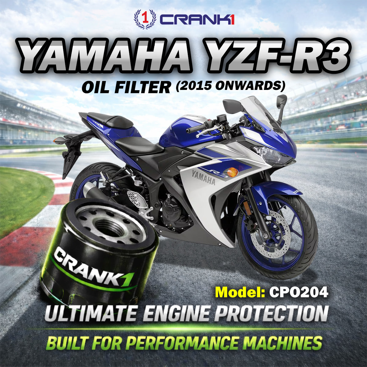 Oil Filter For Yamaha YZF-R3 (2015 Onwards) - CPO204