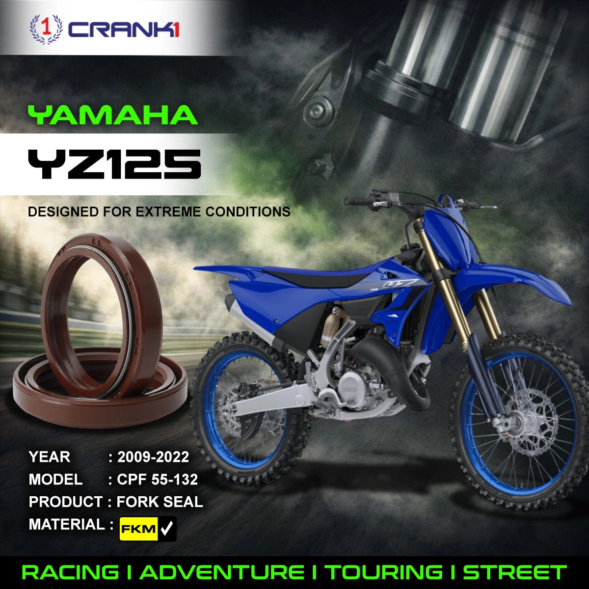 Fork Oil Seals Pair For Yamaha YZ125 (2009-2022) - CPF55-132