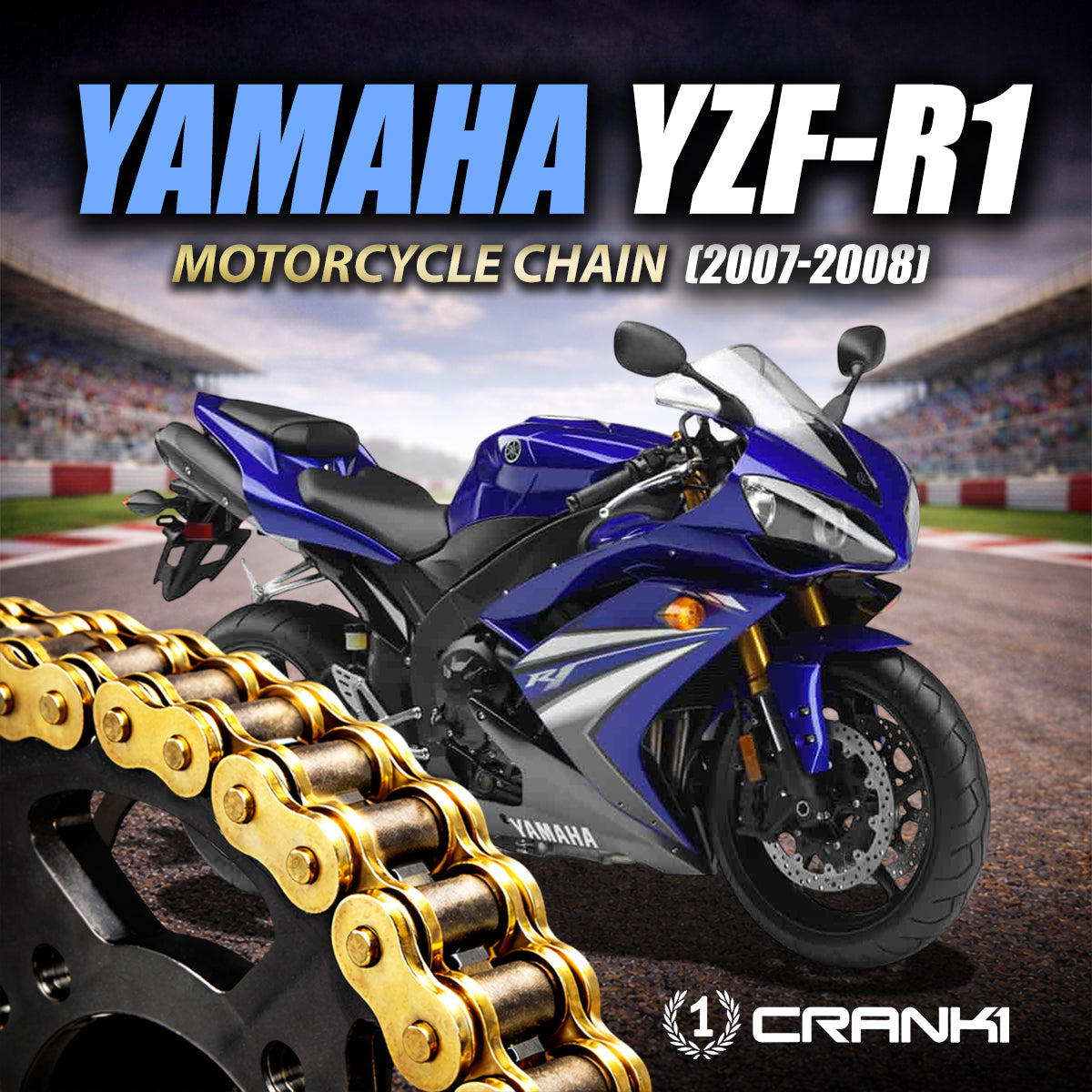 Chain For Yamaha YZF-R1 (2007-2008) - 530 Pitch x 118 Links Gold (ZVMX)