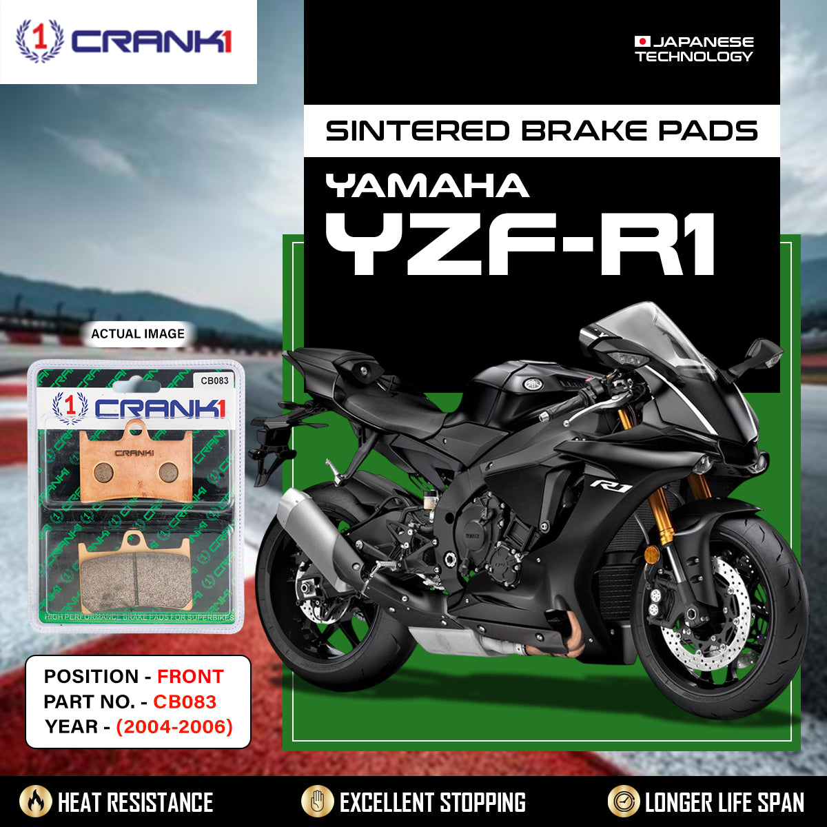 Sintered Brake Pads For Yamaha YZF-R1 (2004-2006) - Front - CB083 - 2 Sets