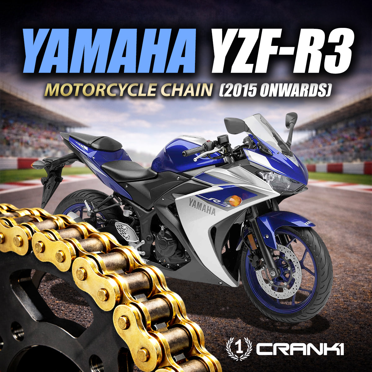 Chain For Yamaha YZF-R3 (2015 Ònwards) - 520 Pitch x 112 Links Gold (ZVMX)