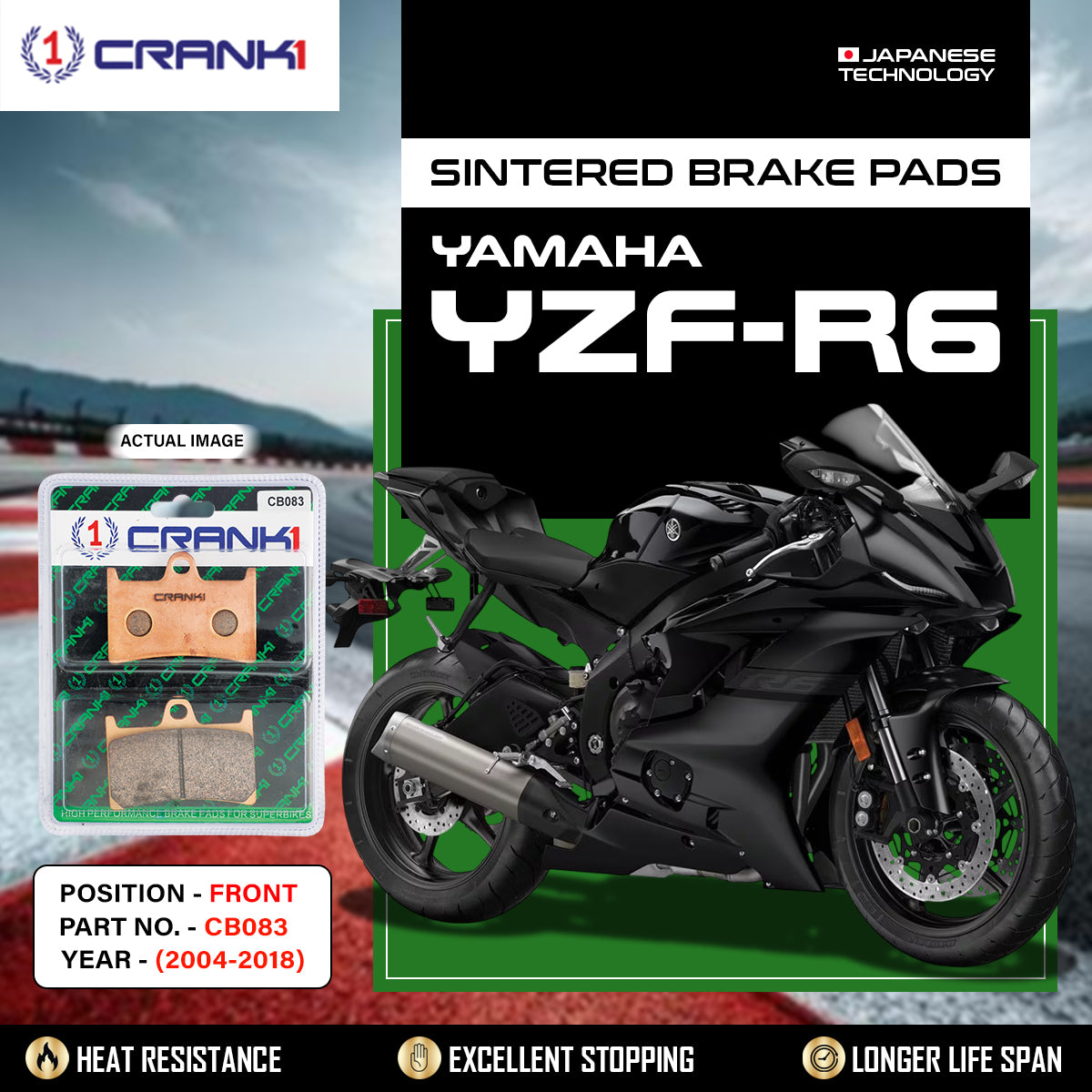 Sintered Brake Pads For Yamaha YZF-R6 (2004-2018) - Front - CB083 - 2 Sets