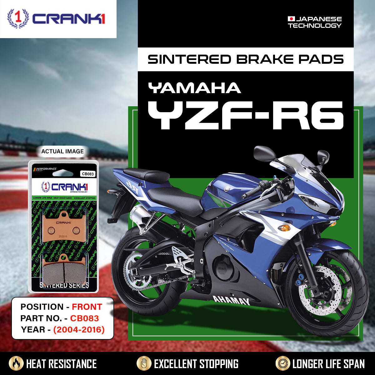Sintered Brake Pads For Yamaha YZF-R6 (2004-2016) - Front - CB083 - 2 Sets