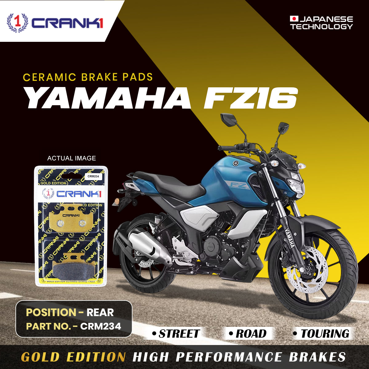 Ceramic Brake Pads For Yamaha FZ16 - Rear - CRM234