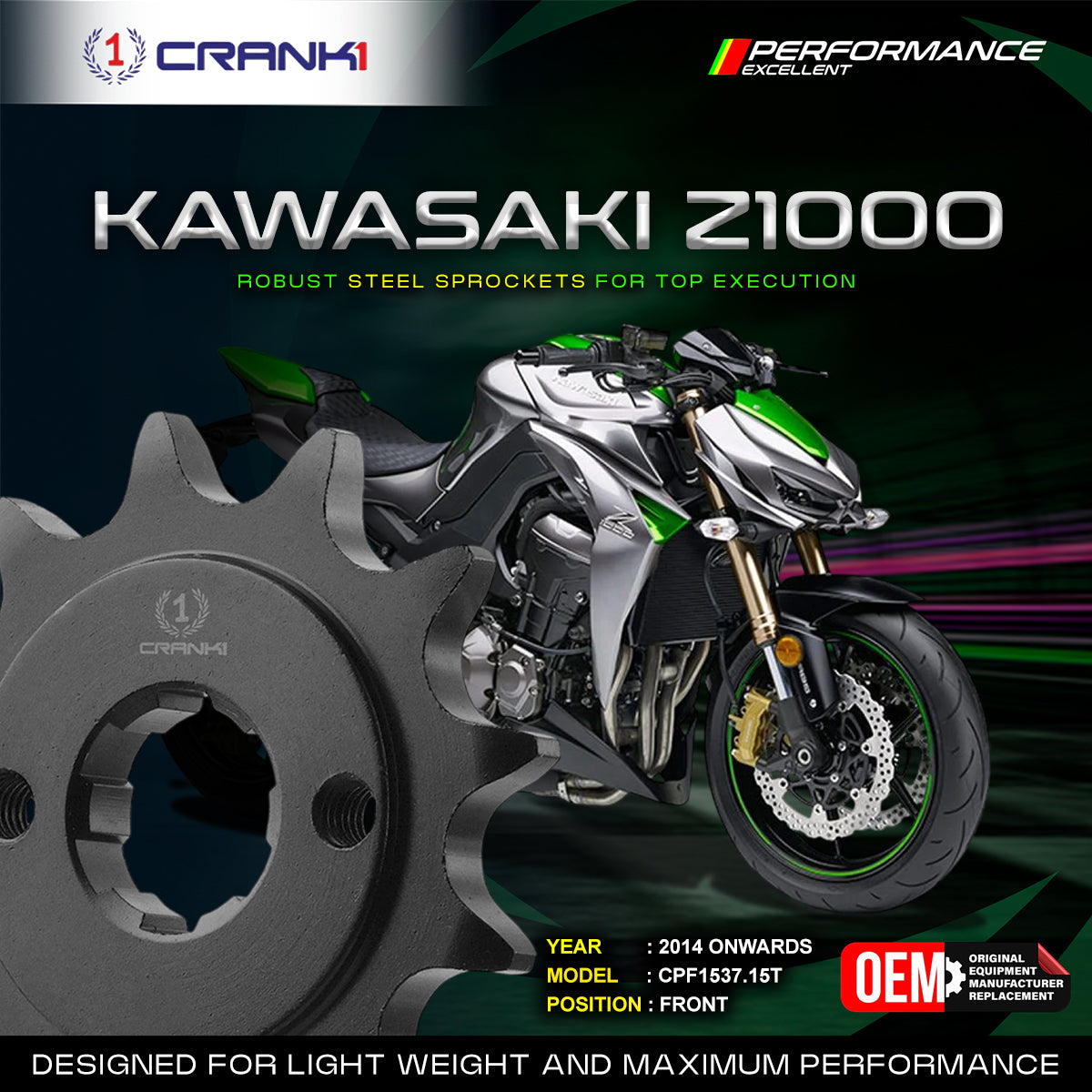 Sprocket For Kawasaki Z1000 (2014 Onwards) - Front - CPF1537.15T