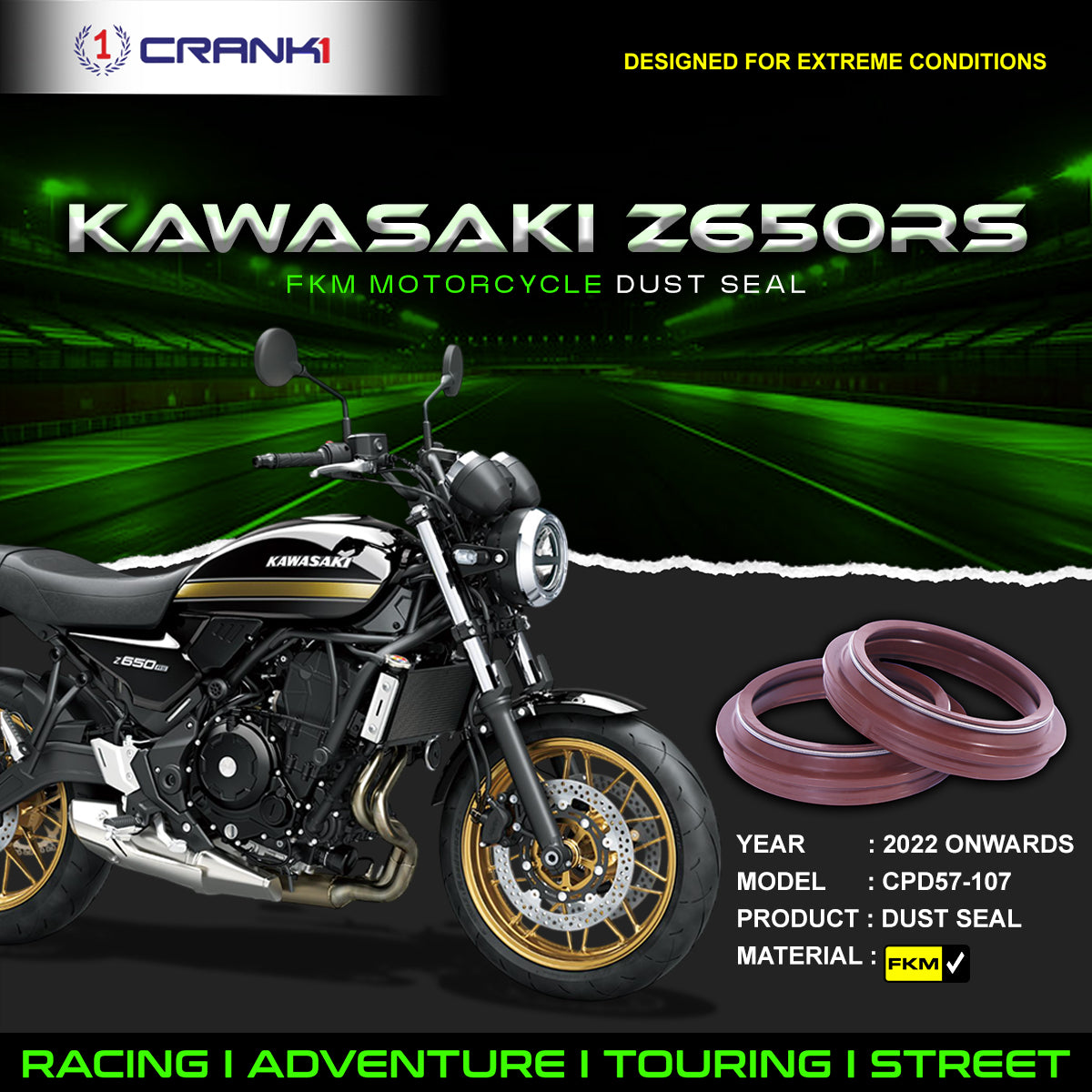 Fork Dust Seals Pair For Kawasaki Z650RS (2022 Onwards) - CPD57-107
