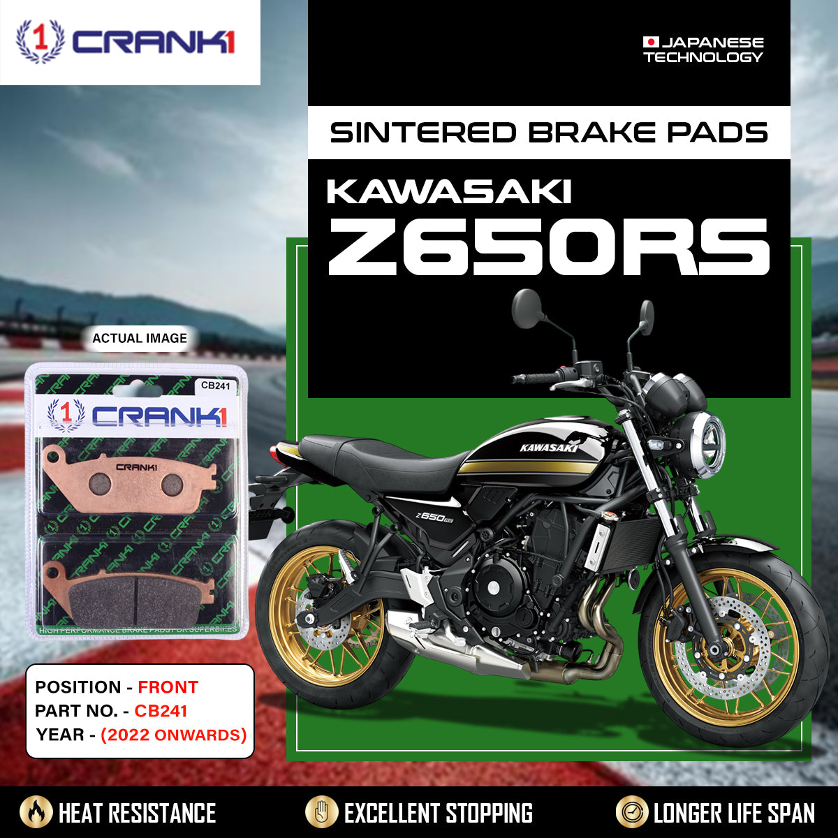 Sintered Brake Pads For Kawasaki Z650RS (2022 Onwards) - Front - CB241