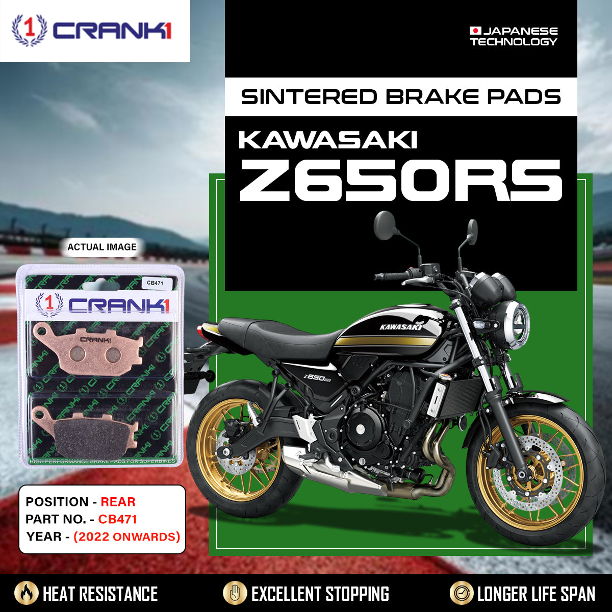 Sintered Brake Pads For Kawasaki Z650RS (2022 Onwards) - Rear - CB471