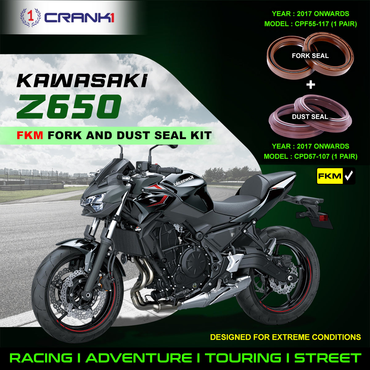 Fork And Dust Seals Kit For Kawasaki Z650 (2017 Onwards)