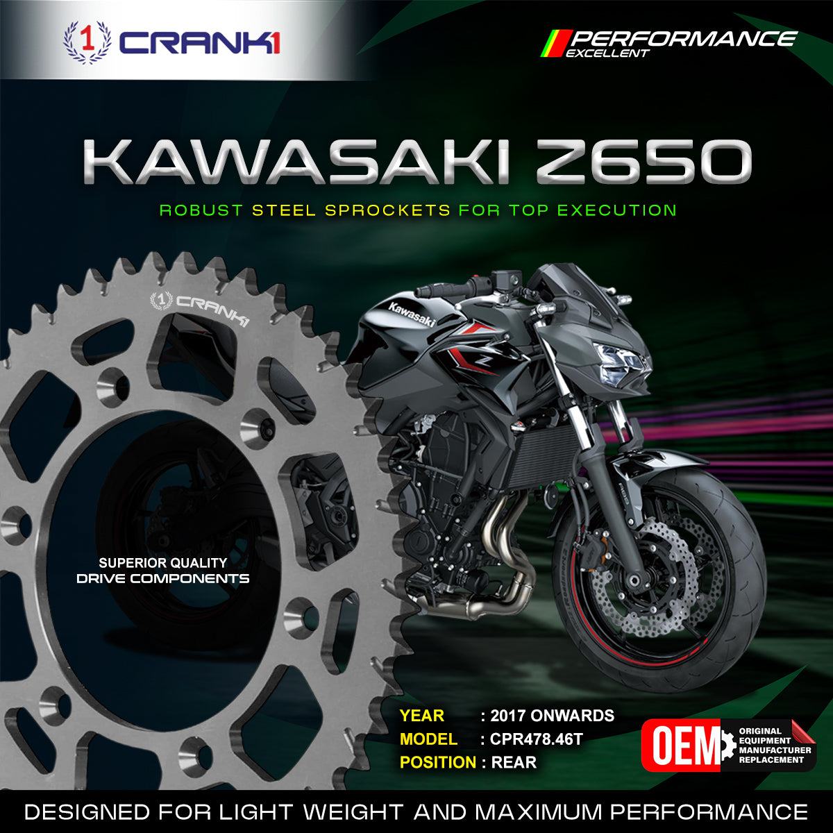 Sprocket For Kawasaki Z650 (2017 Onwards) - Rear - CPR478.46T