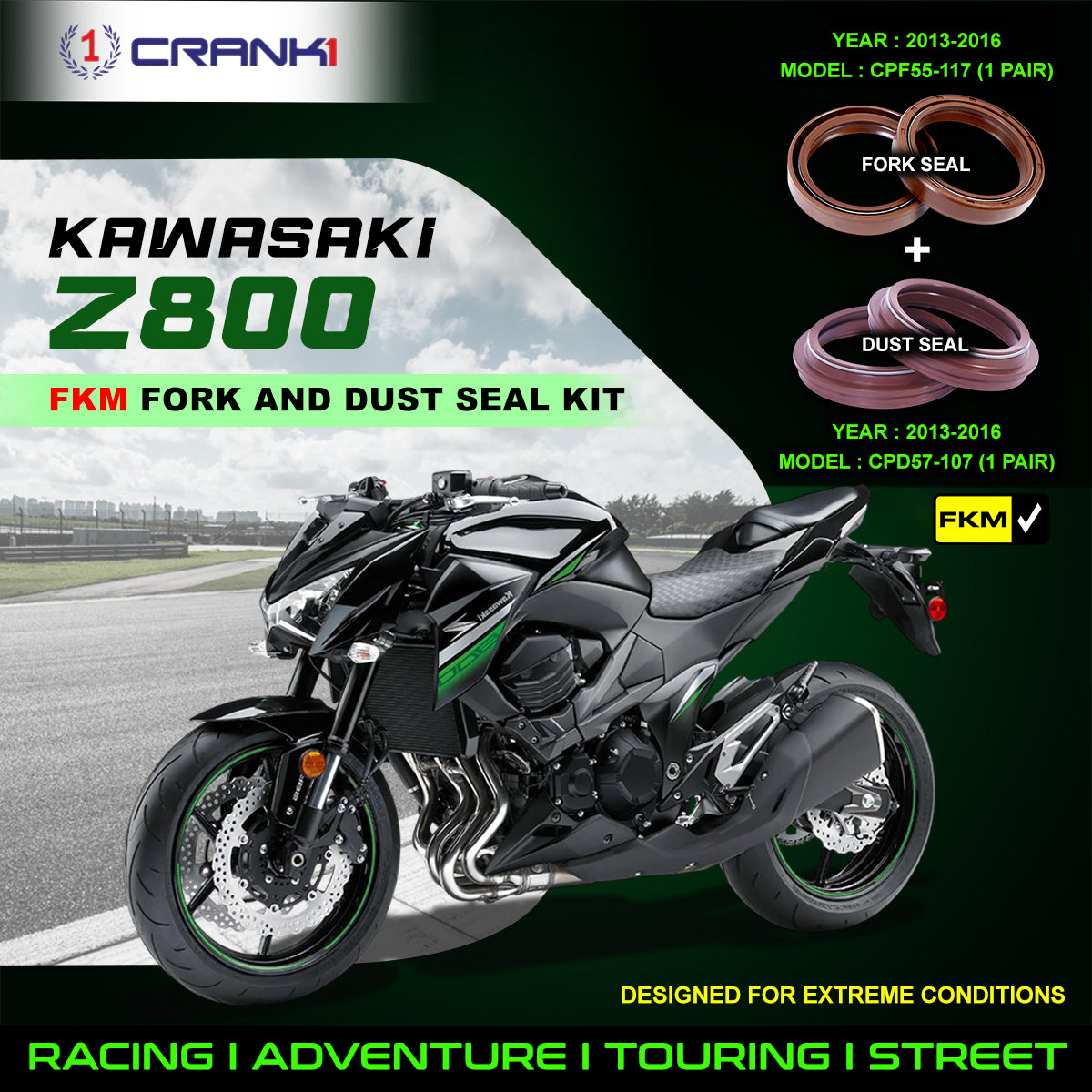 Fork And Dust Seals Kit For Kawasaki Z800 (2013-2016)