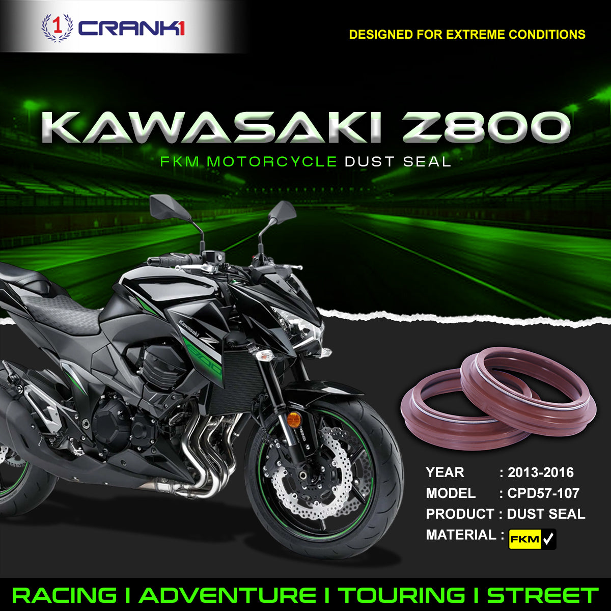 Fork Dust Seals Pair For Kawasaki Z800 (2013-2016) - CPD57-107