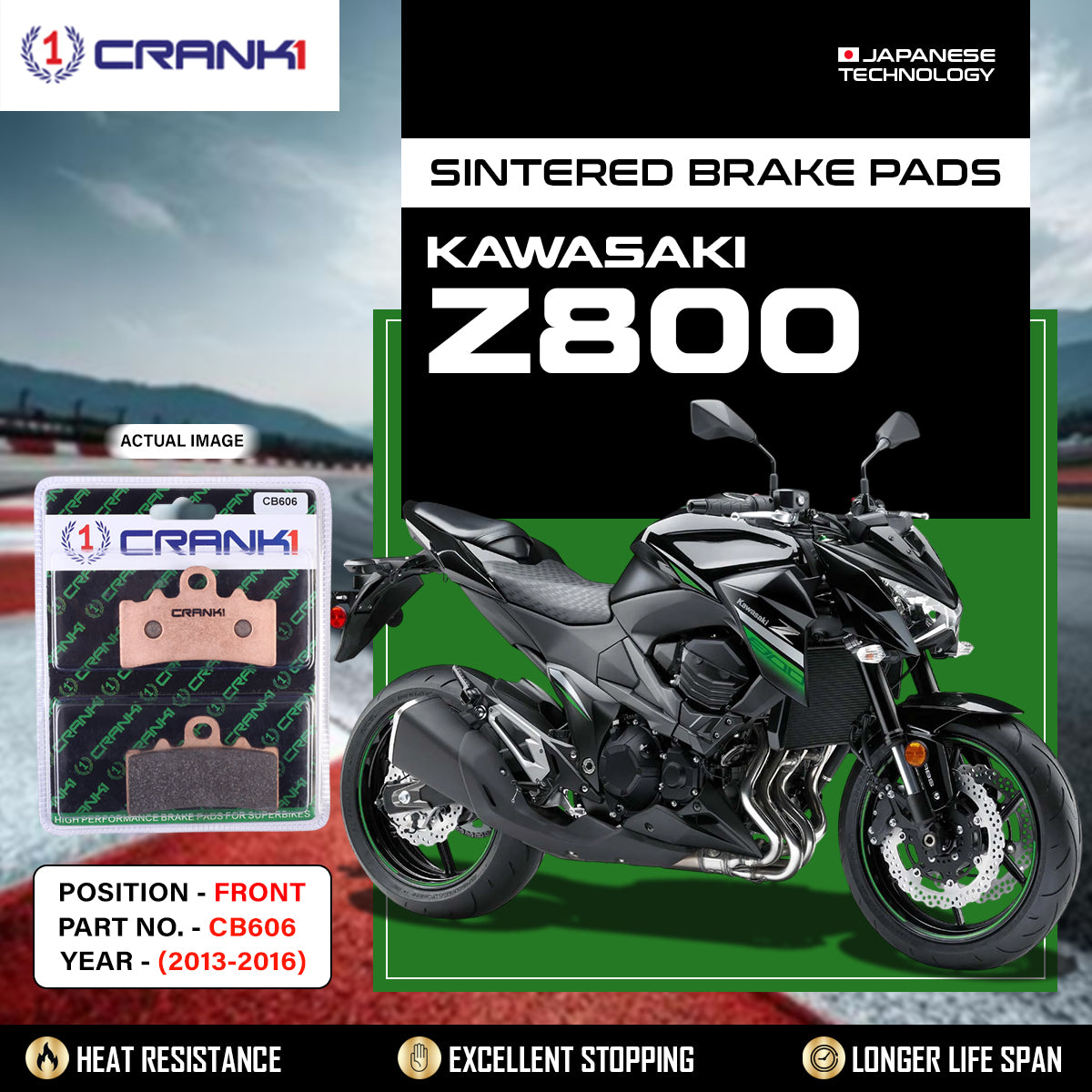Sintered Brake Pads For Kawasaki Z800 (2013-2016) - Front - CB606 - 2 Sets
