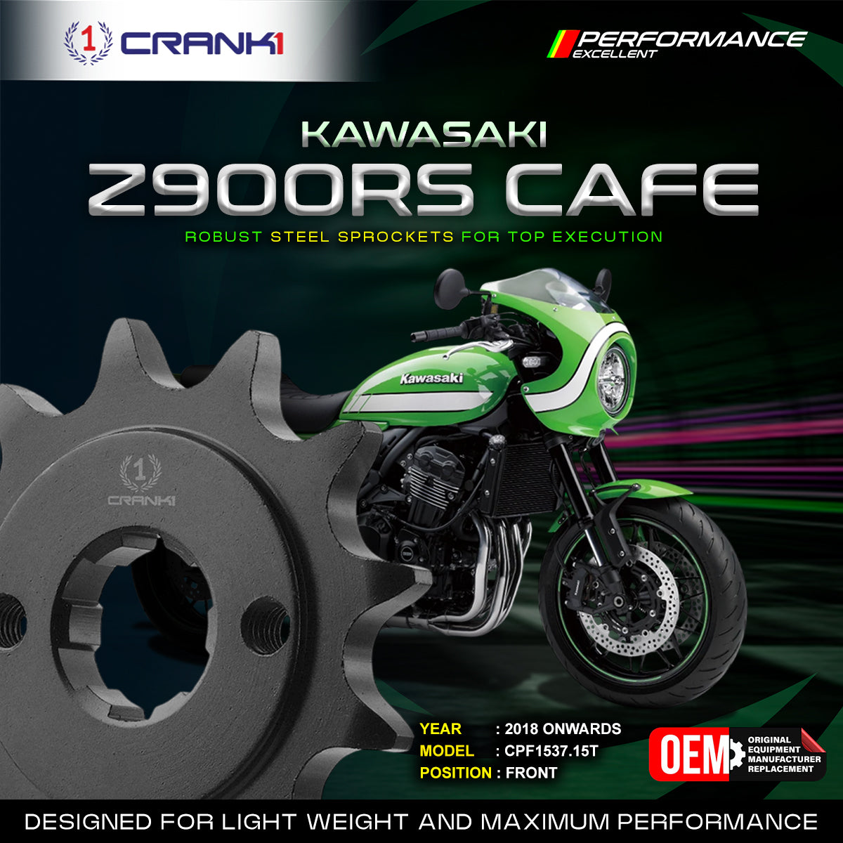 Sprocket For Kawasaki Z900RS Cafe (2018 Onwards) - Front - CPF1537.15T