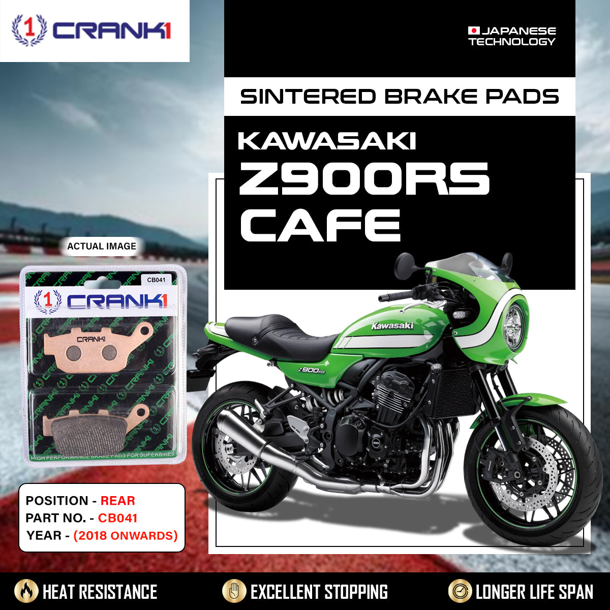 Sintered Brake Pads For Kawasaki Z900RS Cafe (2018 Onwards) - Rear - CB041