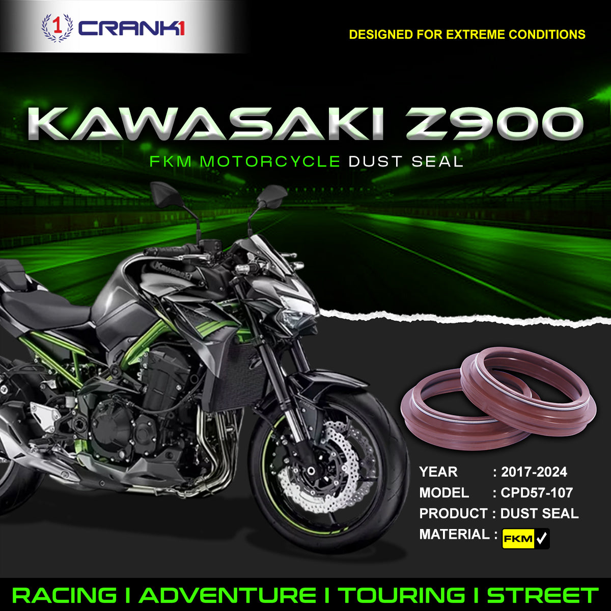 Fork Dust Seals Pair For Kawasaki Z900 (2017-2024) - CPD57-107