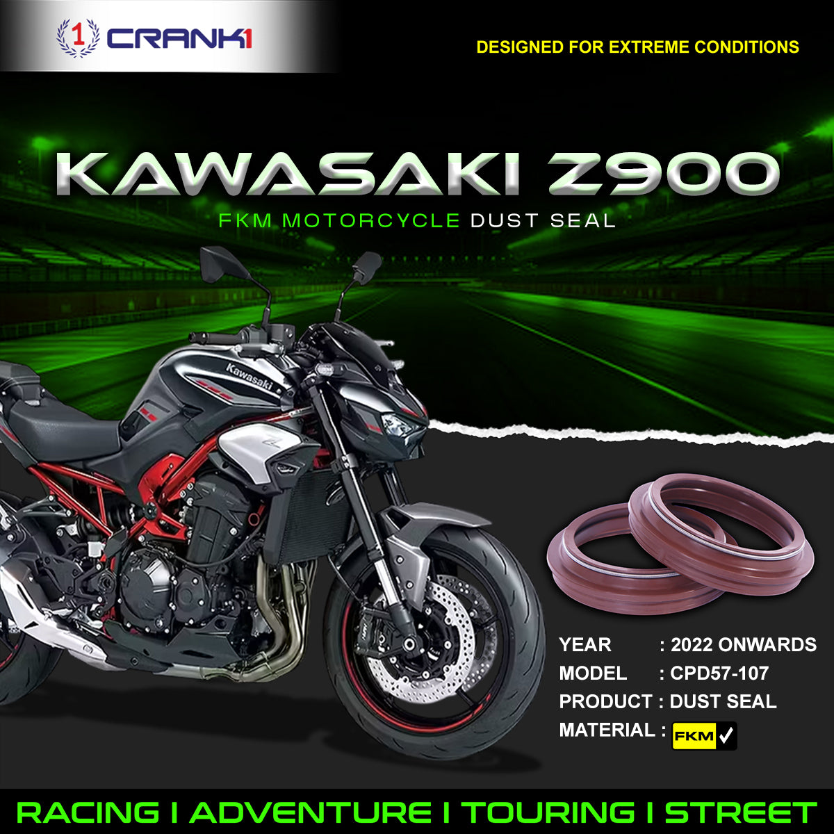 Fork Dust Seals Pair For Kawasaki Z900 (2022 Onwards) - CPD57-107