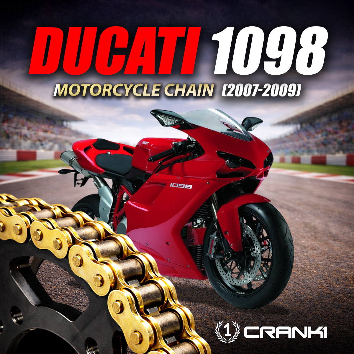 Chain For Ducati 1098 (2007-2009) - 525 Pitch x 100 Links Gold (ZVMX)
