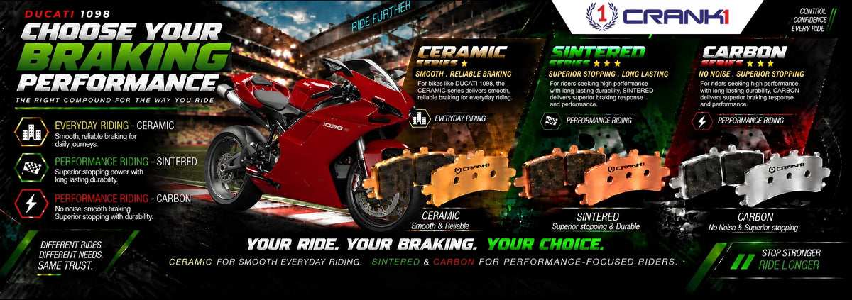 Ceramic Brake Pads For  Ducati 1098 (2007-2009) - Front - CRM1309 - 2 Sets | Smooth Braking | Heat Resistant | Long Life | Disc Friendly