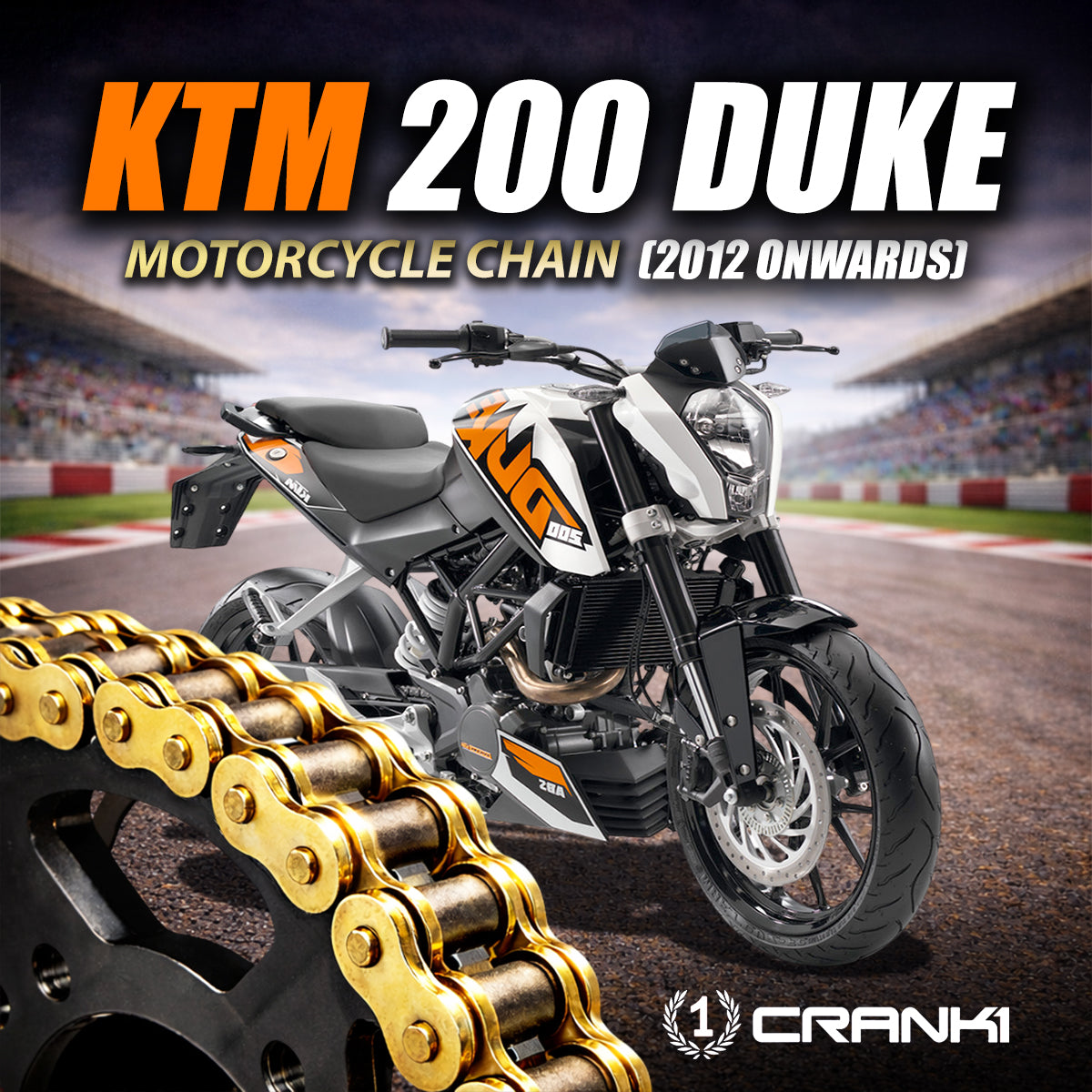 Chain For KTM 200 Duke (2012 Onwards) - 520 Pitch x 118 Links Gold (ZVMX)