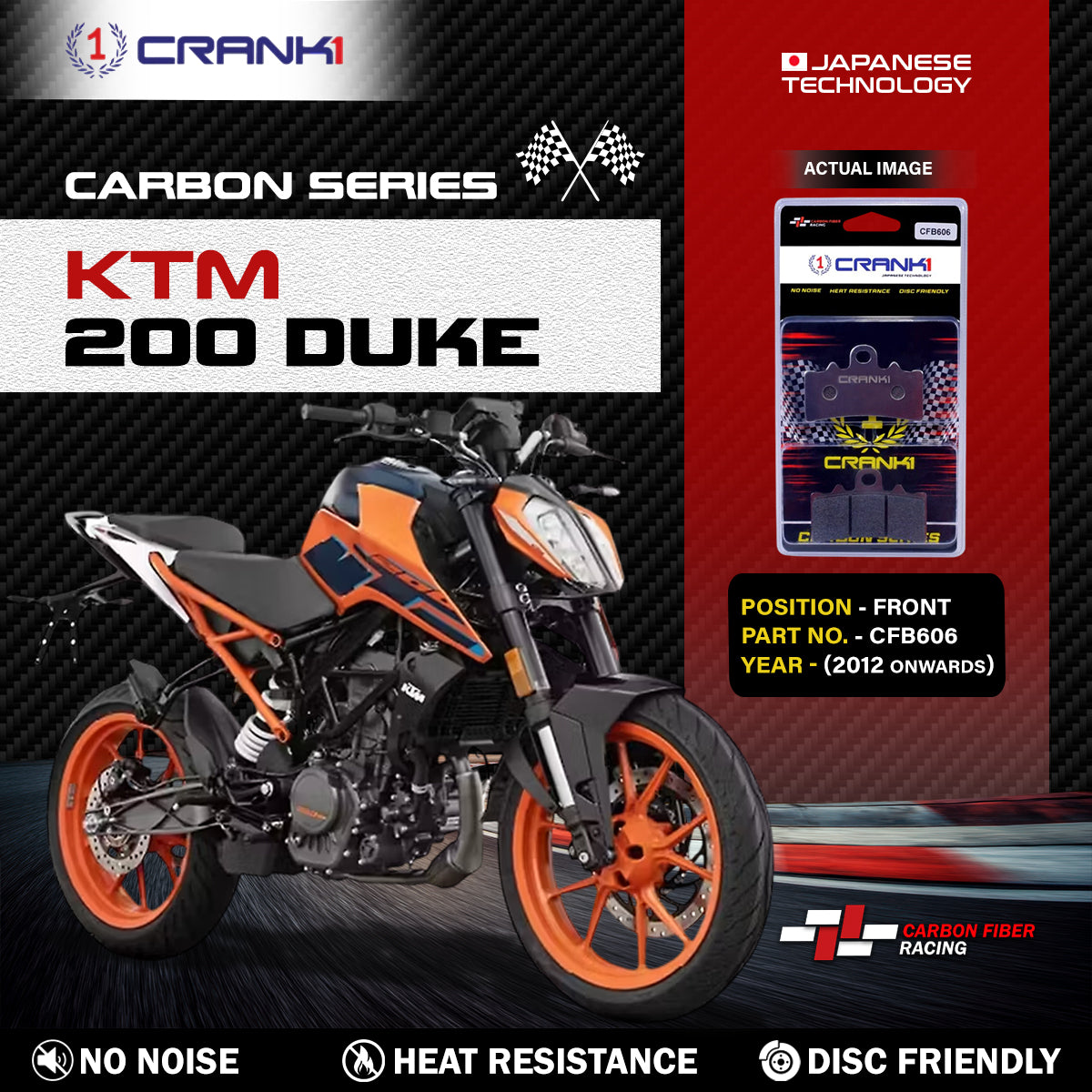 Carbon Brake Pads For KTM 200 Duke (2012 Onwards) - Front - CFB606