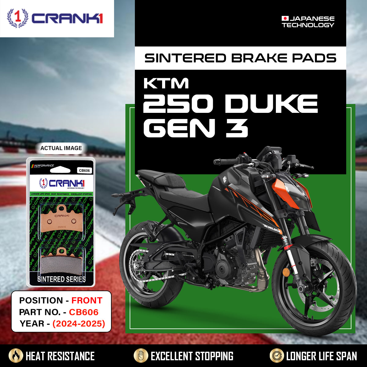 Sintered Brake Pads For KTM 250 Duke GEN3 (2024-2025) - Front - CB606 - 1 Set