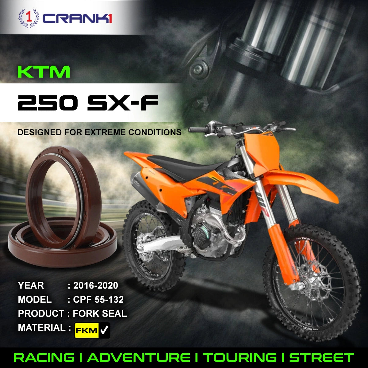 Fork Oil Seals Pair For KTM 250 SX-F (2016-2020) - CPF55-132