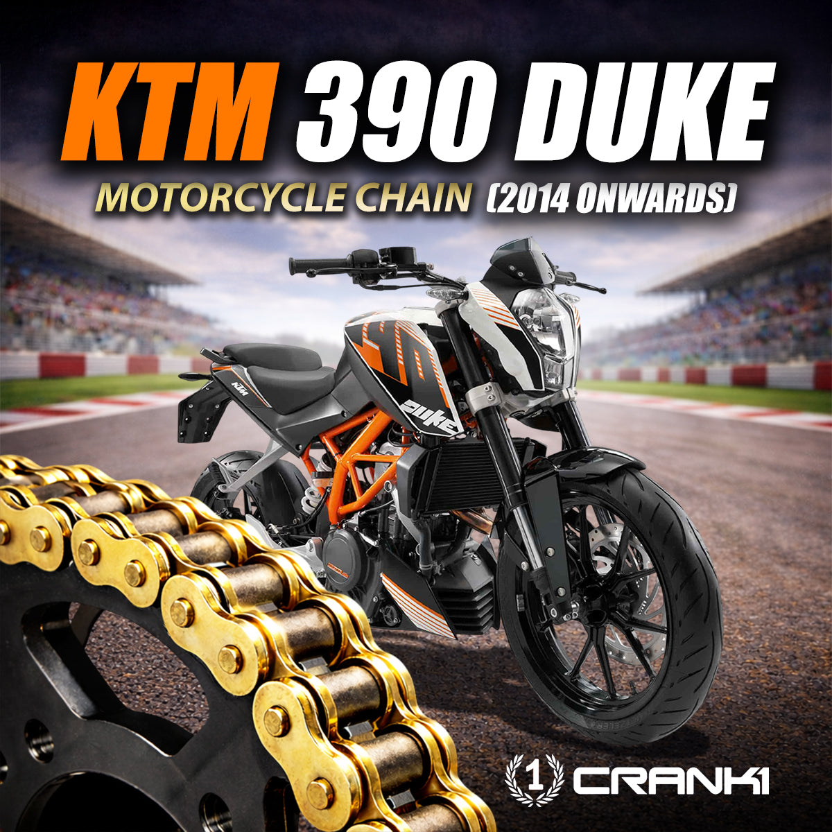 Chain For KTM 390 Duke (2014 Onwards) - 520 Pitch x 112 Links Gold (ZVMX)
