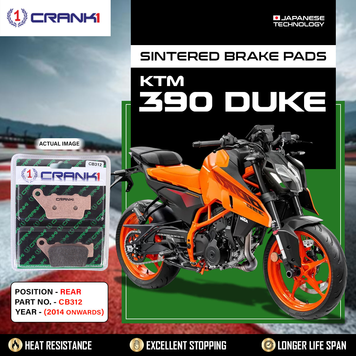 Sintered Brake Pads For KTM 390 Duke (2014 Onwards) - Rear - CB312